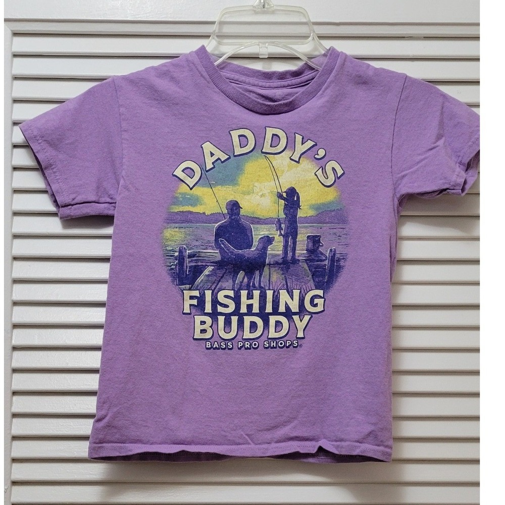 Daddys Fishing Buddy Graphic T-Shirt Purple Size S Nass Pro Shop